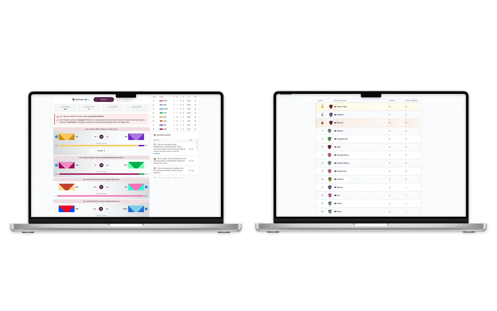 Desktop tipping interface
